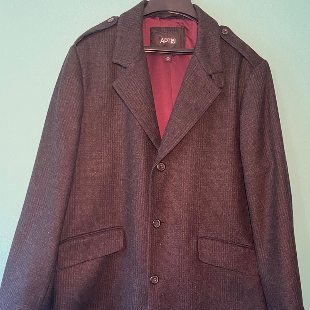 Apt. 9 Men's Wool Long Coat in Charcoal Grey/Black Adult Size XL